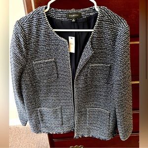 Talbots Navy & Cream Boucle Blazer, Size 16
